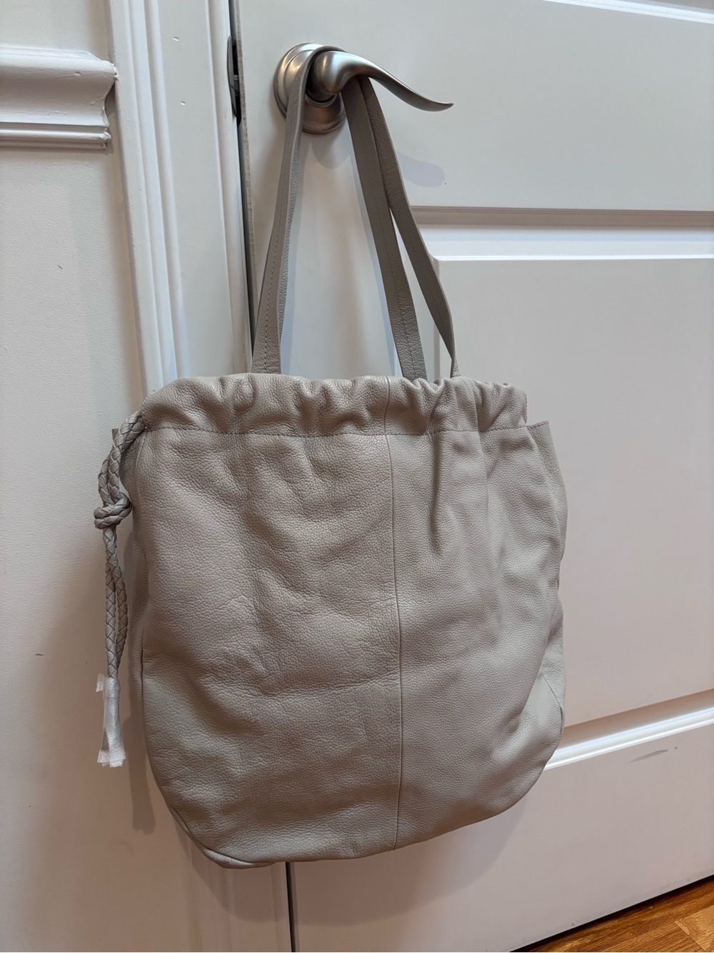 Anthropologie Soft Leather Tote Bag in Light Gray